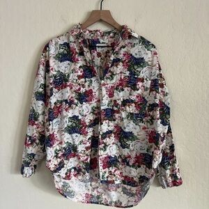Vintage 90s At Last 100% Cotton Floral Print Long Sleeve Button Down Shirt Small